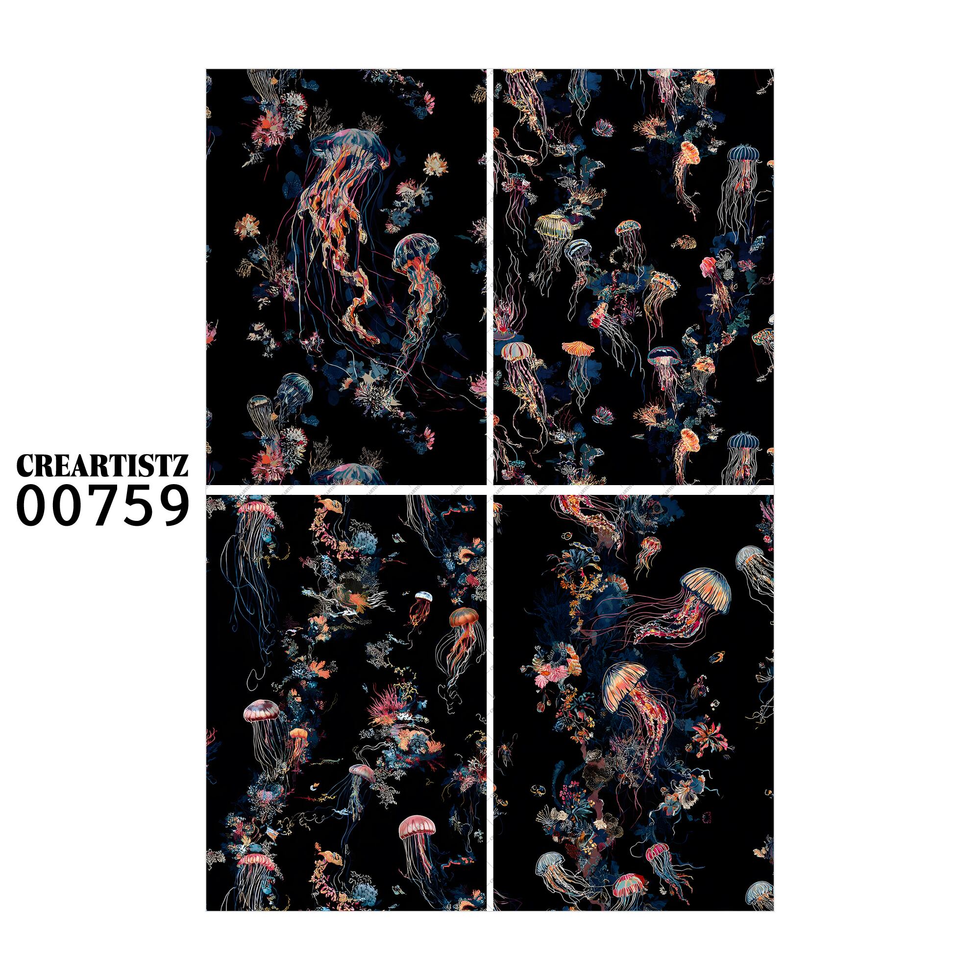 00759 背景 コラージュ素材 オリジナル 12枚セット (4種類×3枚) ペーパー/ステッカー CREARTISTZ