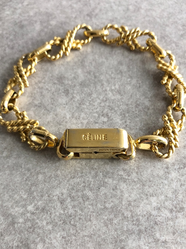 CELINE セリーヌ ブレスレット ゴールド ロゴ ツイストインフィニティ vintage ヴィンテージ オールド z48fez