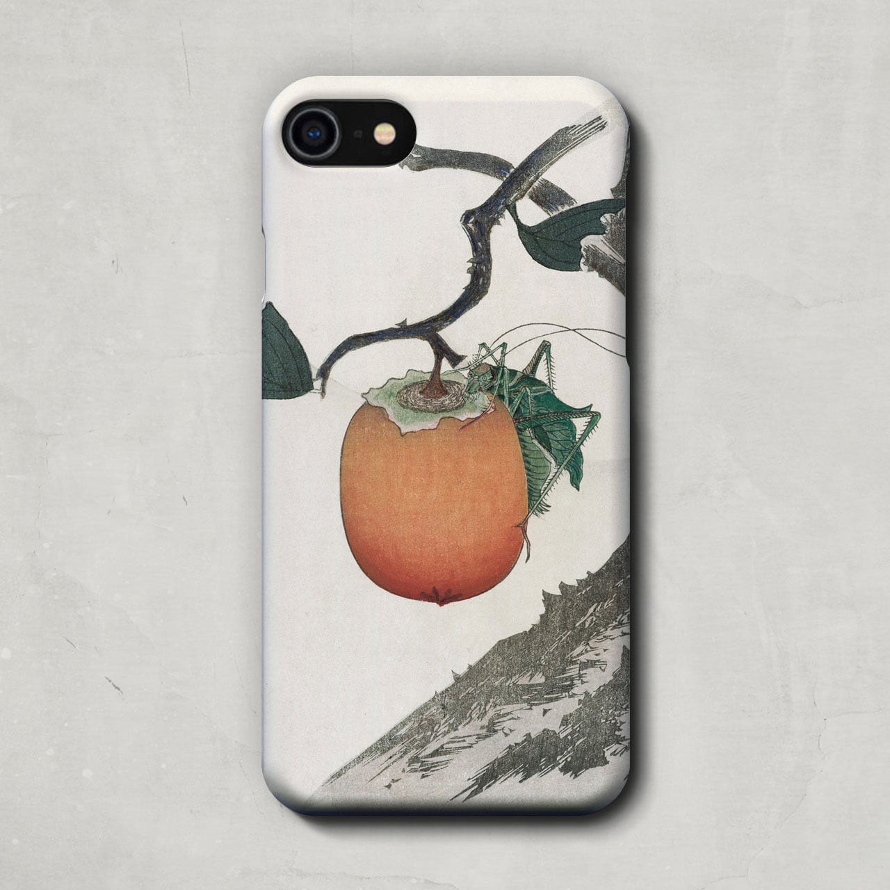 スマホケース / 葛飾 北斎「柿の実とバッタ (1890-1900頃)」 iPhone 全