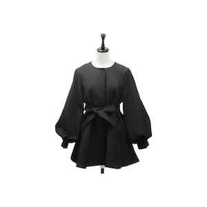 Ribbon waist flare jacket