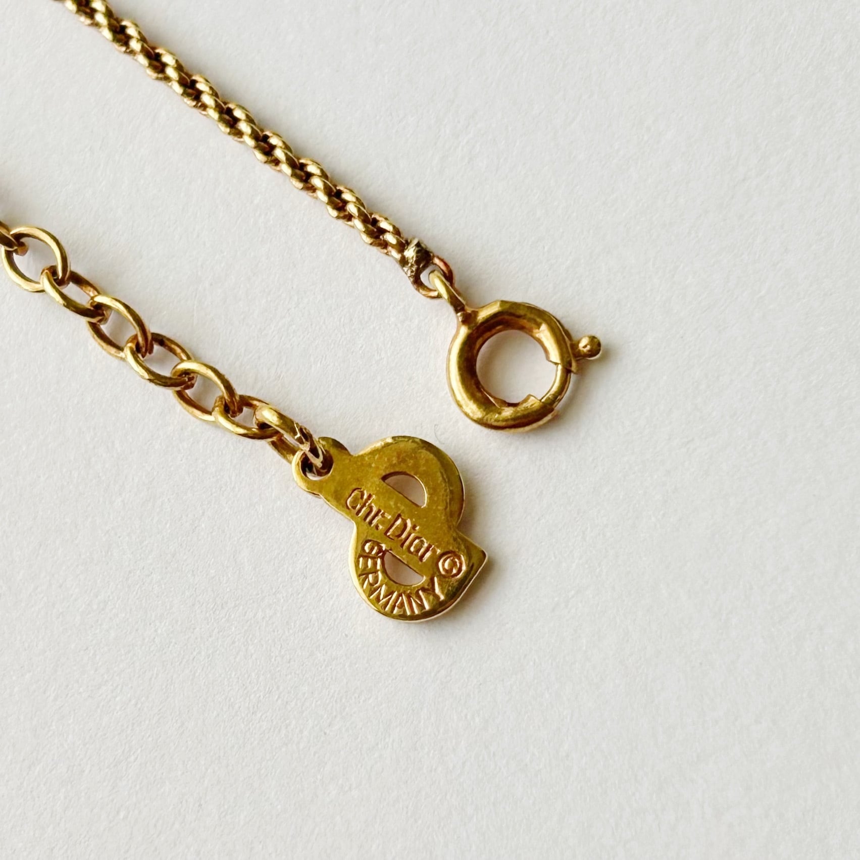 N8006】Christian Dior logo rhinestone necklace/クリスチャン