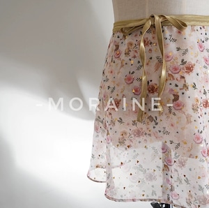 MORAINE 箔ゴールド ローズプリント バレエスカート(ショート)