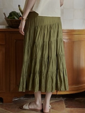 Antique Olive Tiered Skirt F0713