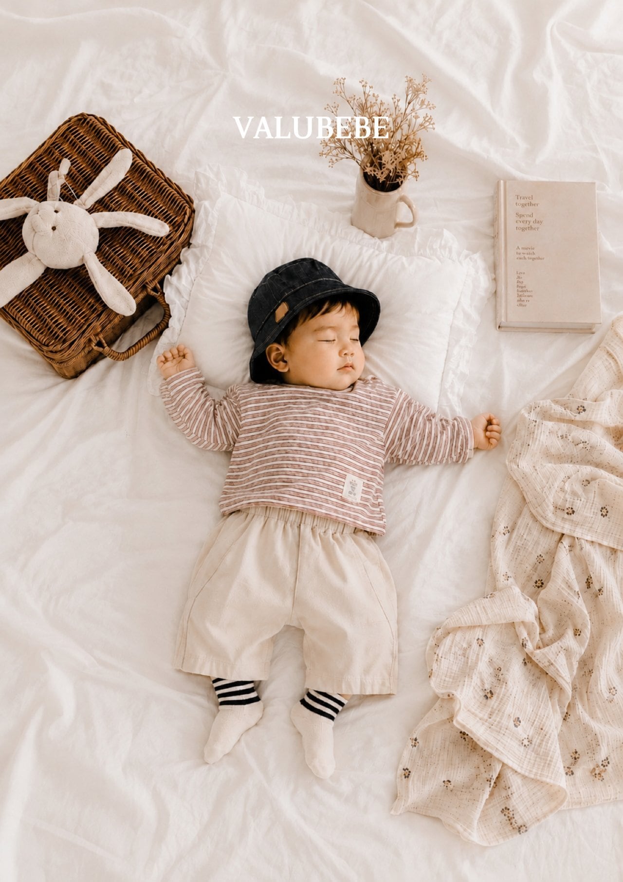 送料無料【予約】/ ストライプボタンTシャツ / valubebe