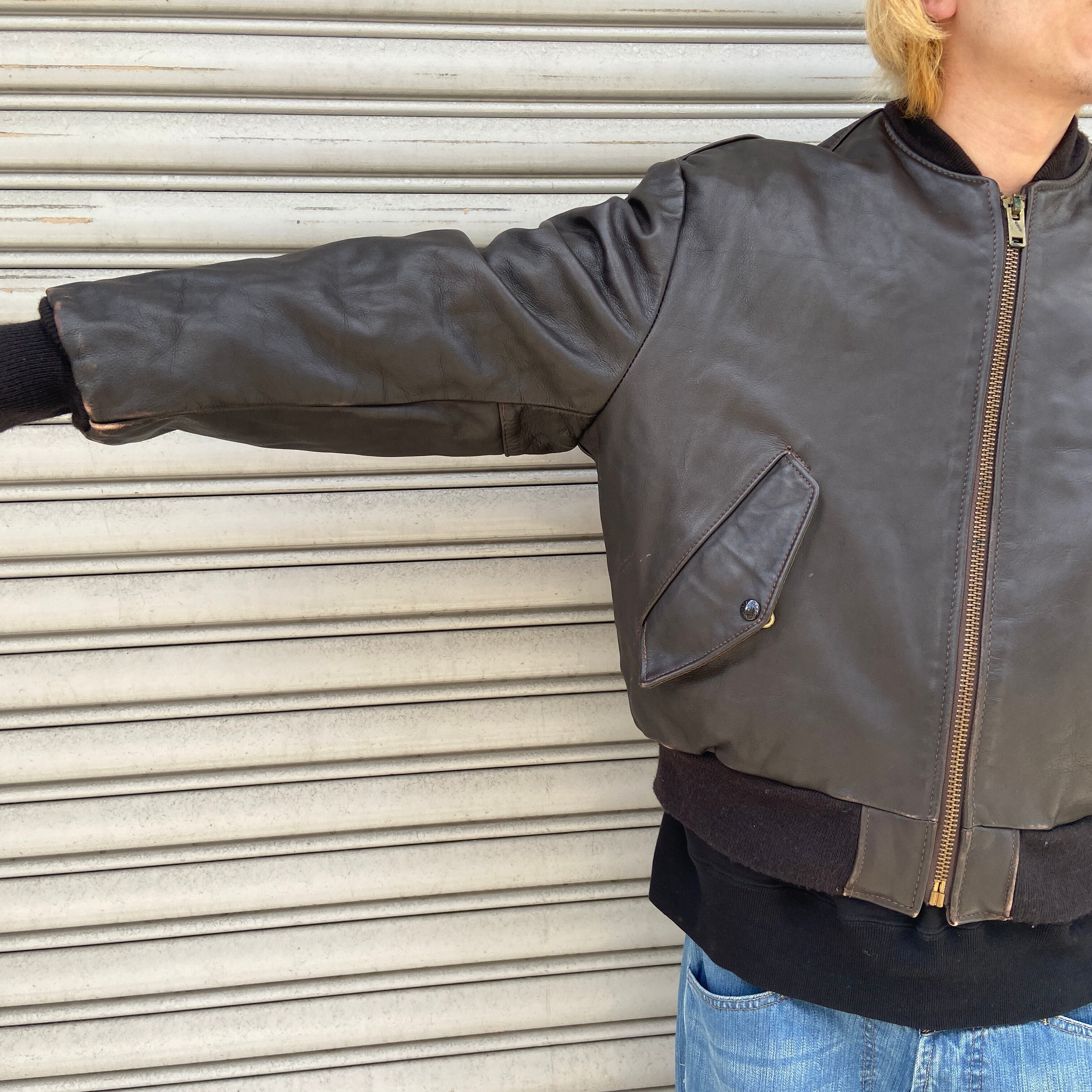 vintage 90's スウェードレザージャケット MA-1 フライト 黒