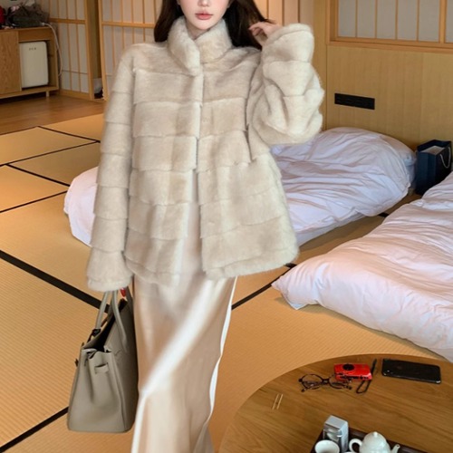 3色／ティアードデザインファージャケット ・13234