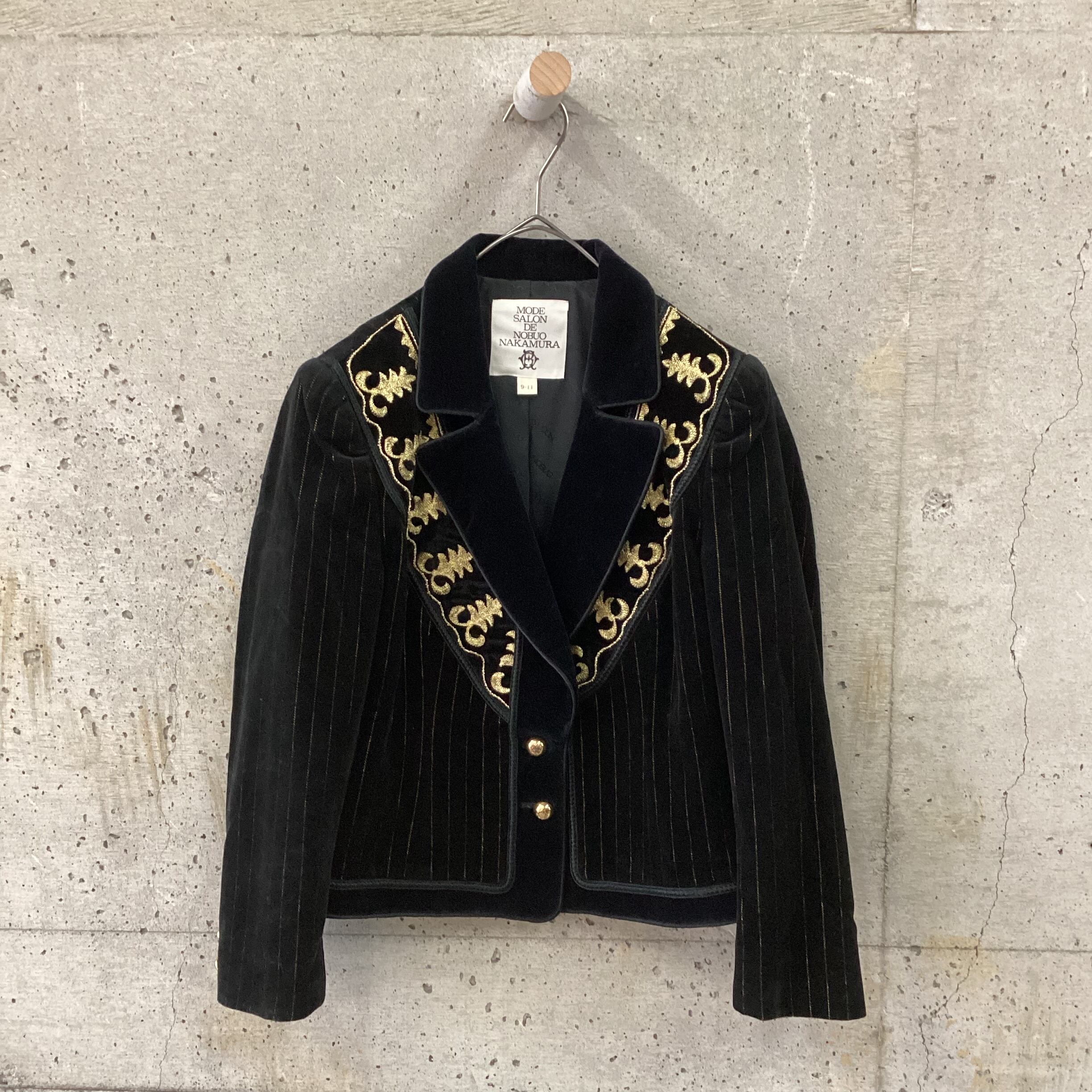 Black velour gold embroidered jacket