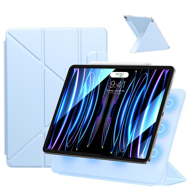 SANDUODD iPad 11世代 ケース (A16、2025) iPad 第10/11世代 (2022/2025)対応 強力マグネット吸着 横置&縦置 角度調整可能 三角形スタンド 安定感 超スリム 極薄 軽量 耐久性保護カバー オートスリープ/ウェイク対応 (アイスブルー)