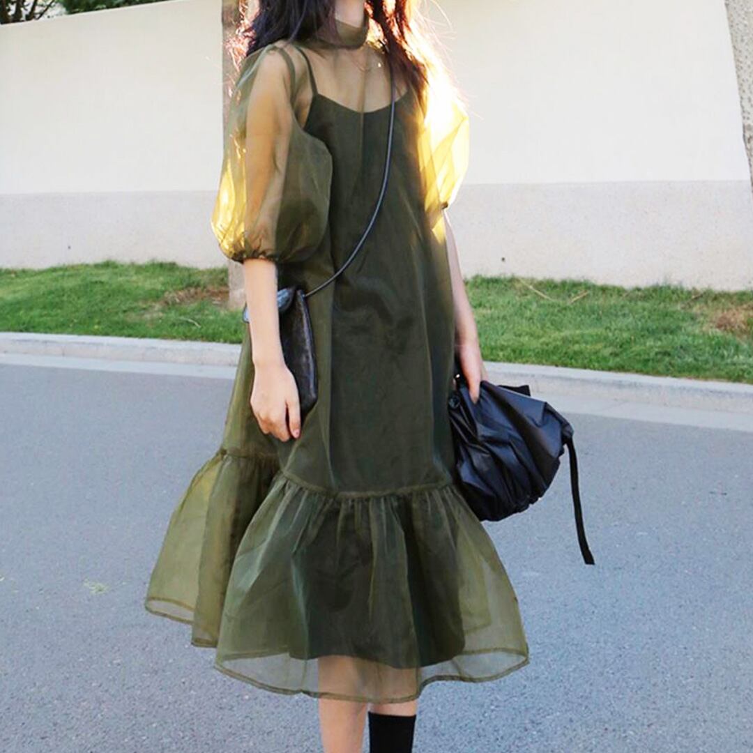 シースルーチュールドレスワンピース K0399