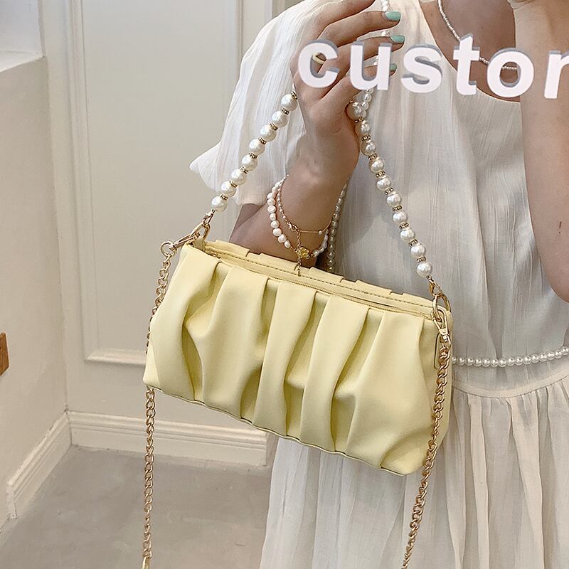 サマーチェーン パール 夏物 真珠 スクウェア メッセンジャーバッグ 手作りハンドバック50473239161