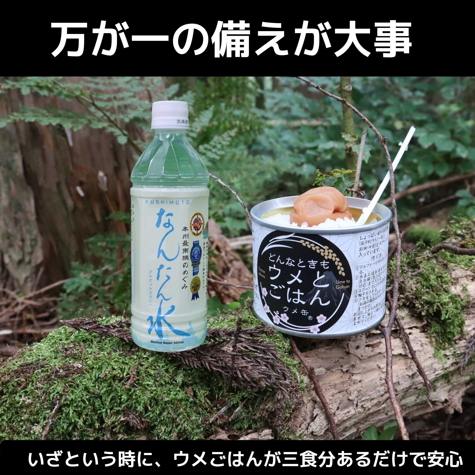 災害備蓄/防災キャンプセット1人1日分（ウメ缶®︎3缶＋備蓄水1本）5年