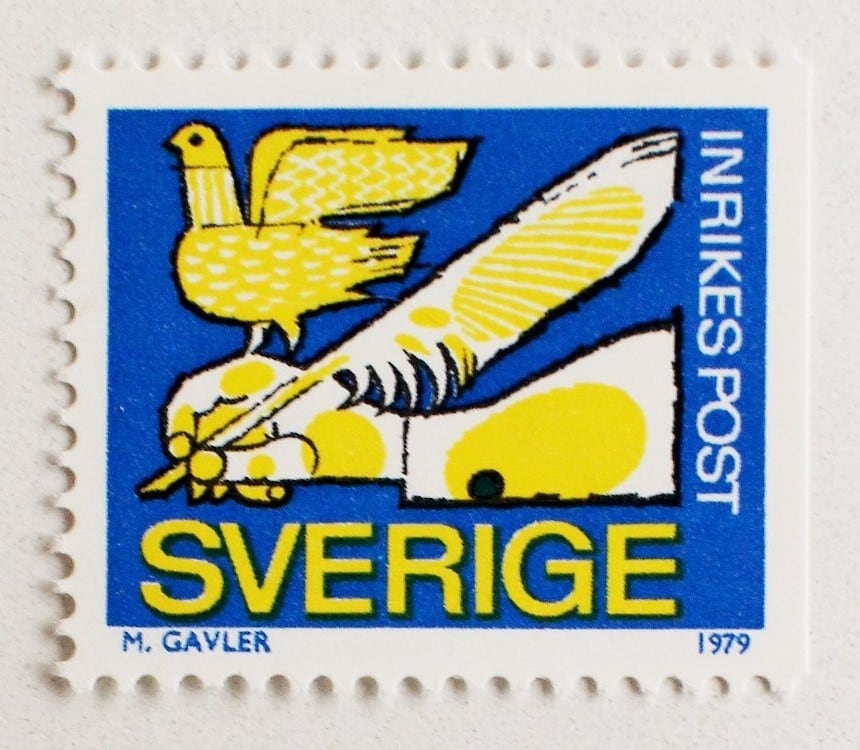 普通切手・鳥と羽ペン / スウェーデン 1979 | Stempel ― 旅する切手 ―