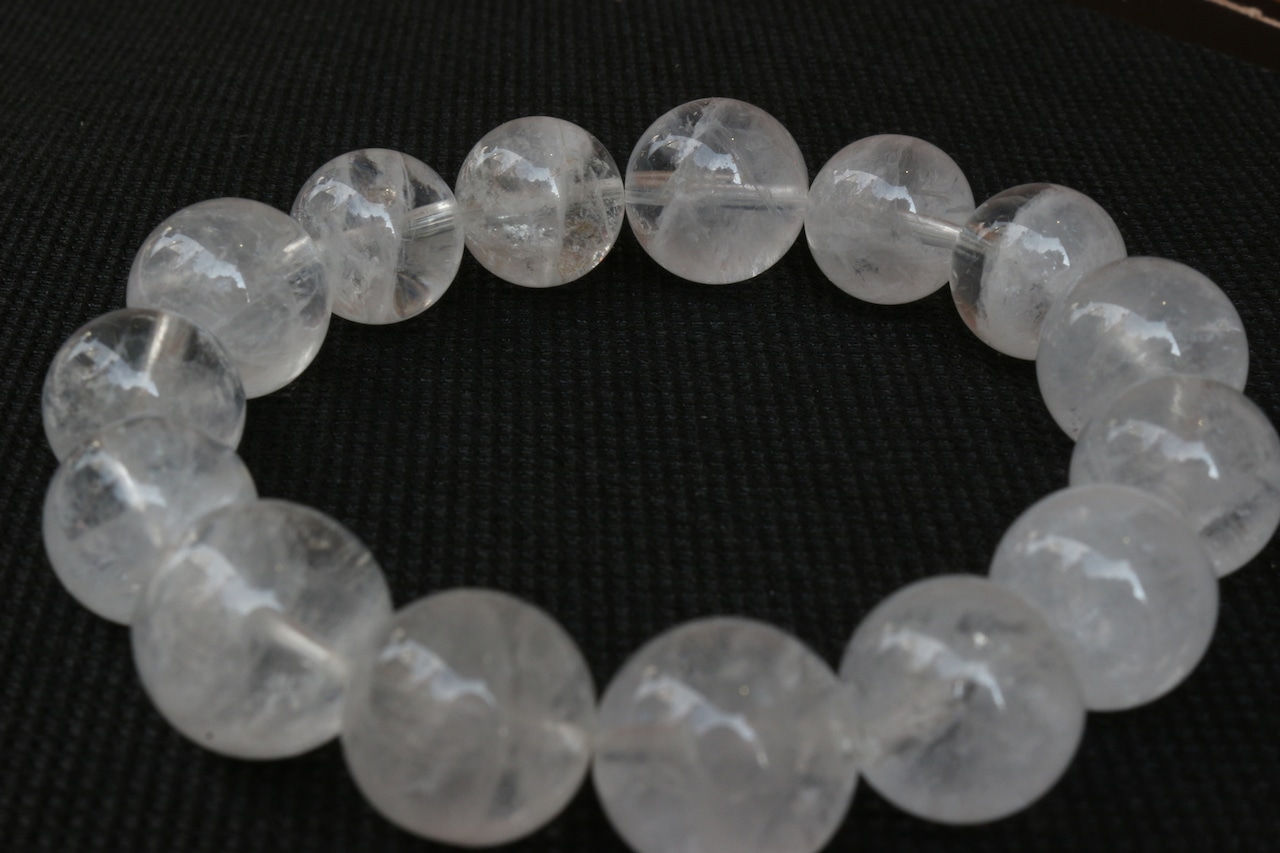 ホワイトガーデンクォーツ 13-14mm 一連ブレス 0118002691・画像4