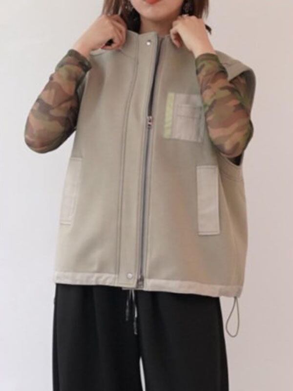 33℃　dn601309　ポンチビッグシルエットzip vest