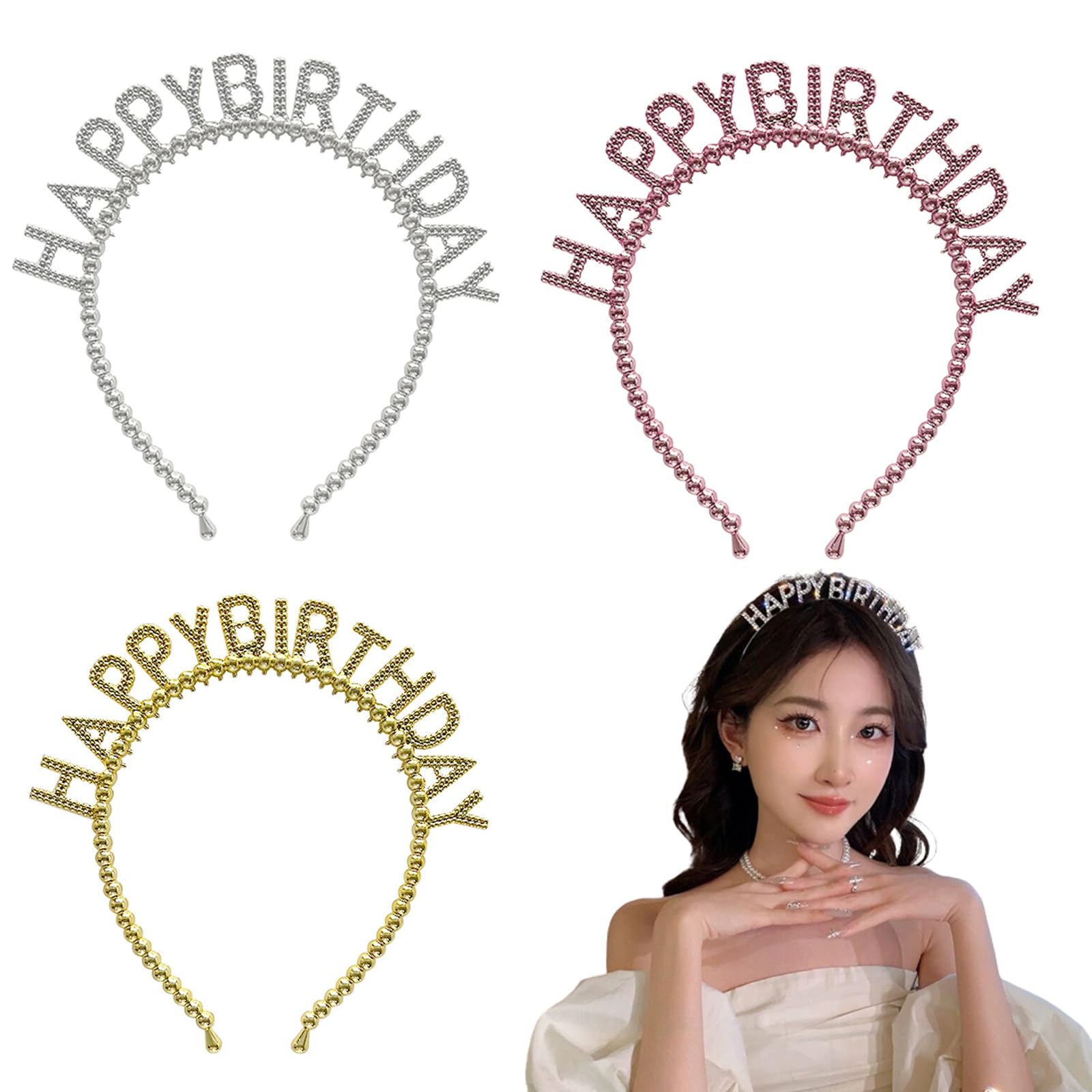 【人気】バースデイカチューシャ バースデー【3色セット】HAPPY BIRTHDAY パーティーグッズ カラフル 飾り 王冠 誕生日 サプライズ 誕生日おめでとう パーティー用品 女性 女の子 子供 キッズ
