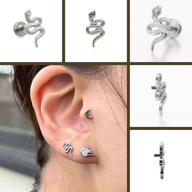 ボディピアス 18G 16G 14G 彫刻 スネイクピアス 蛇ピアス 金属