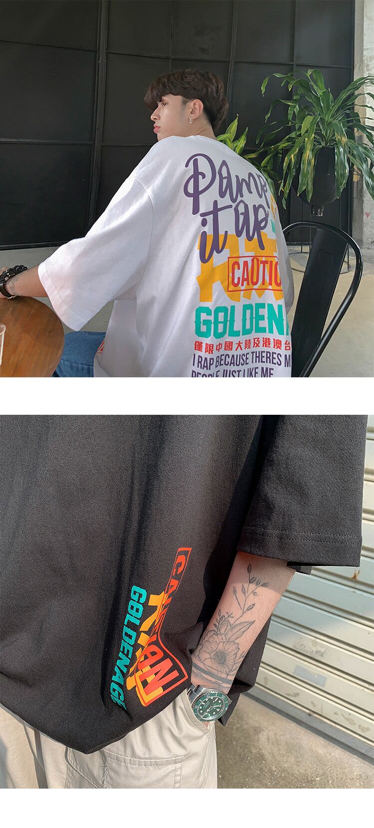 全2色 Tシャツ カットソー プリント カジュアル おしゃれ