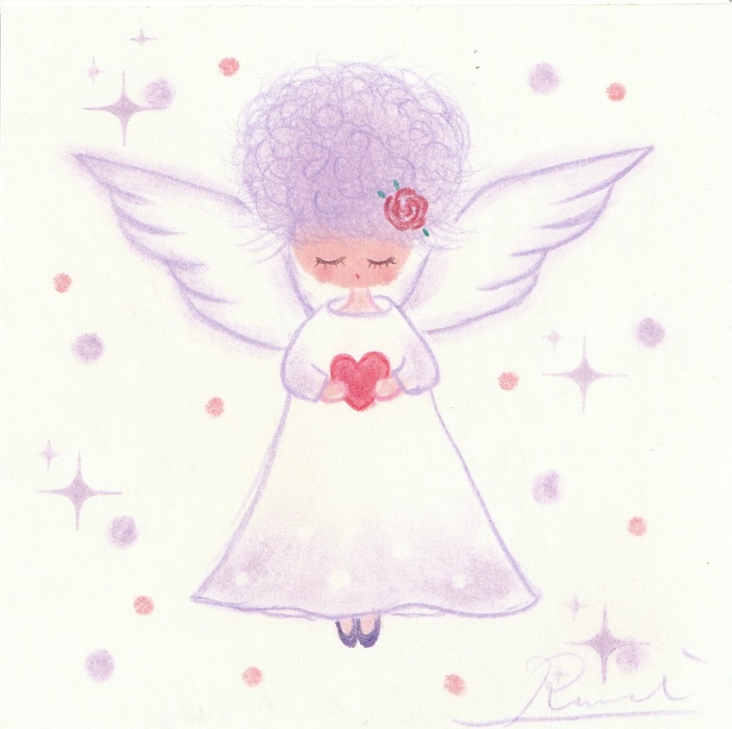 パープルアフロ天使』ミニサイズゆるかわ天使 | suzuranart