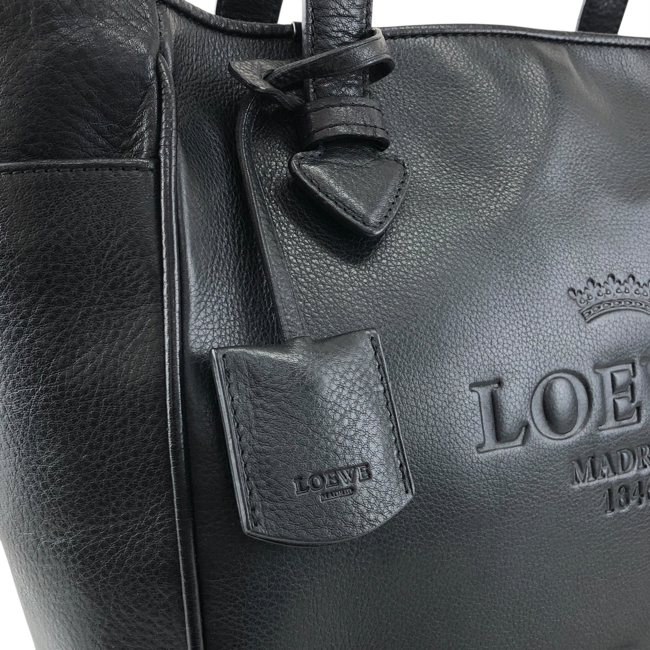LOEWE ロエベ ヘリテージ トートバッグ ブラック ロゴ レザー vintage