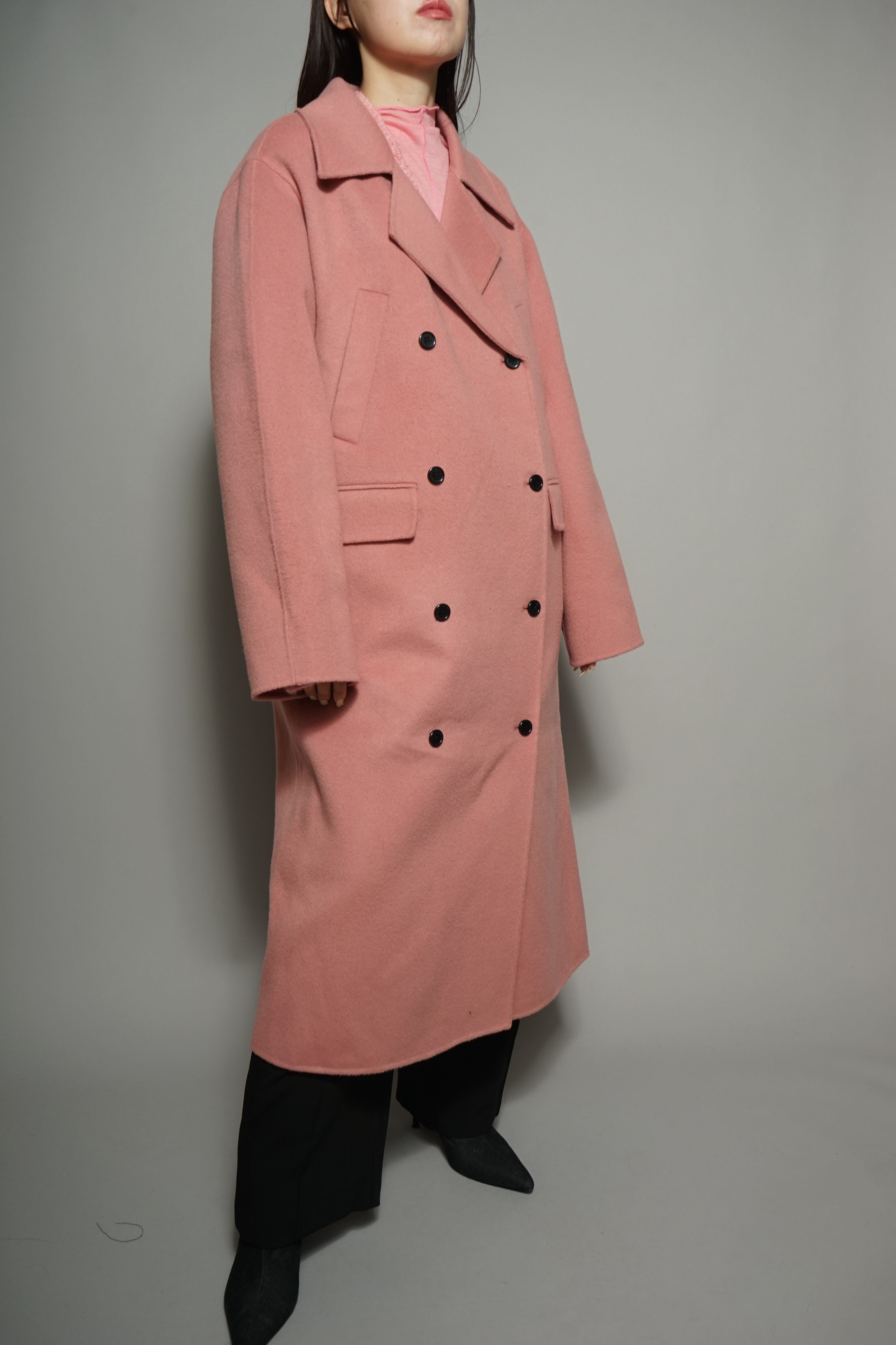 DOUBLE-BREASTED WOOL COAT  (PINK) 2311-521-318