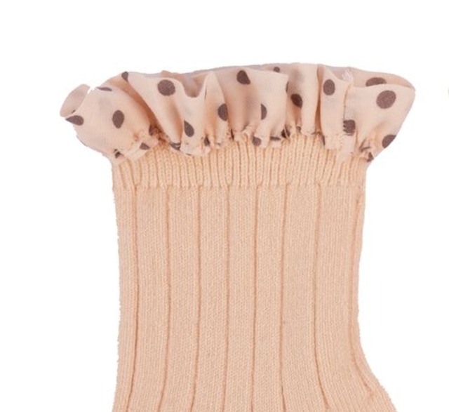 Collegien - Emilie - Polka Dots Ruffle Ankle Socks / Sorbet