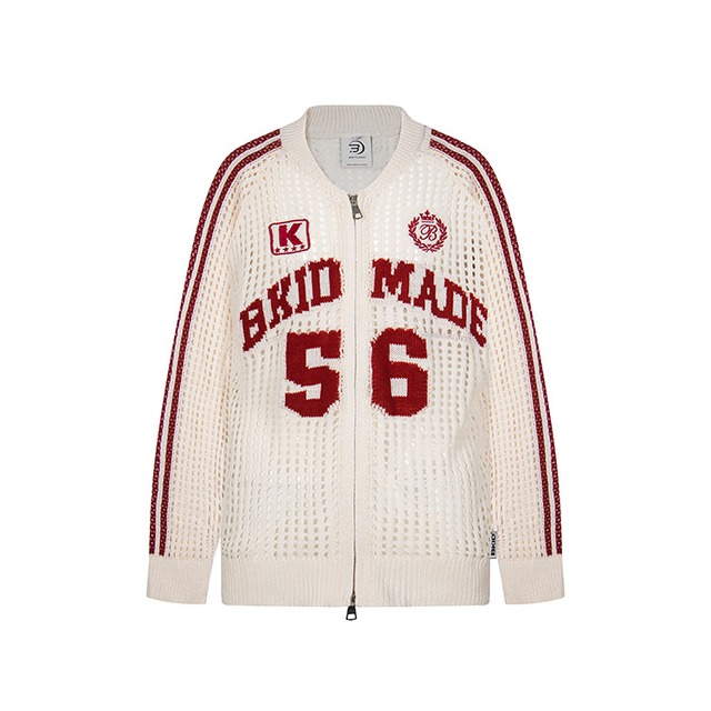 logo mesh zipper knit　ロゴメッシュジッパーニット　J1375