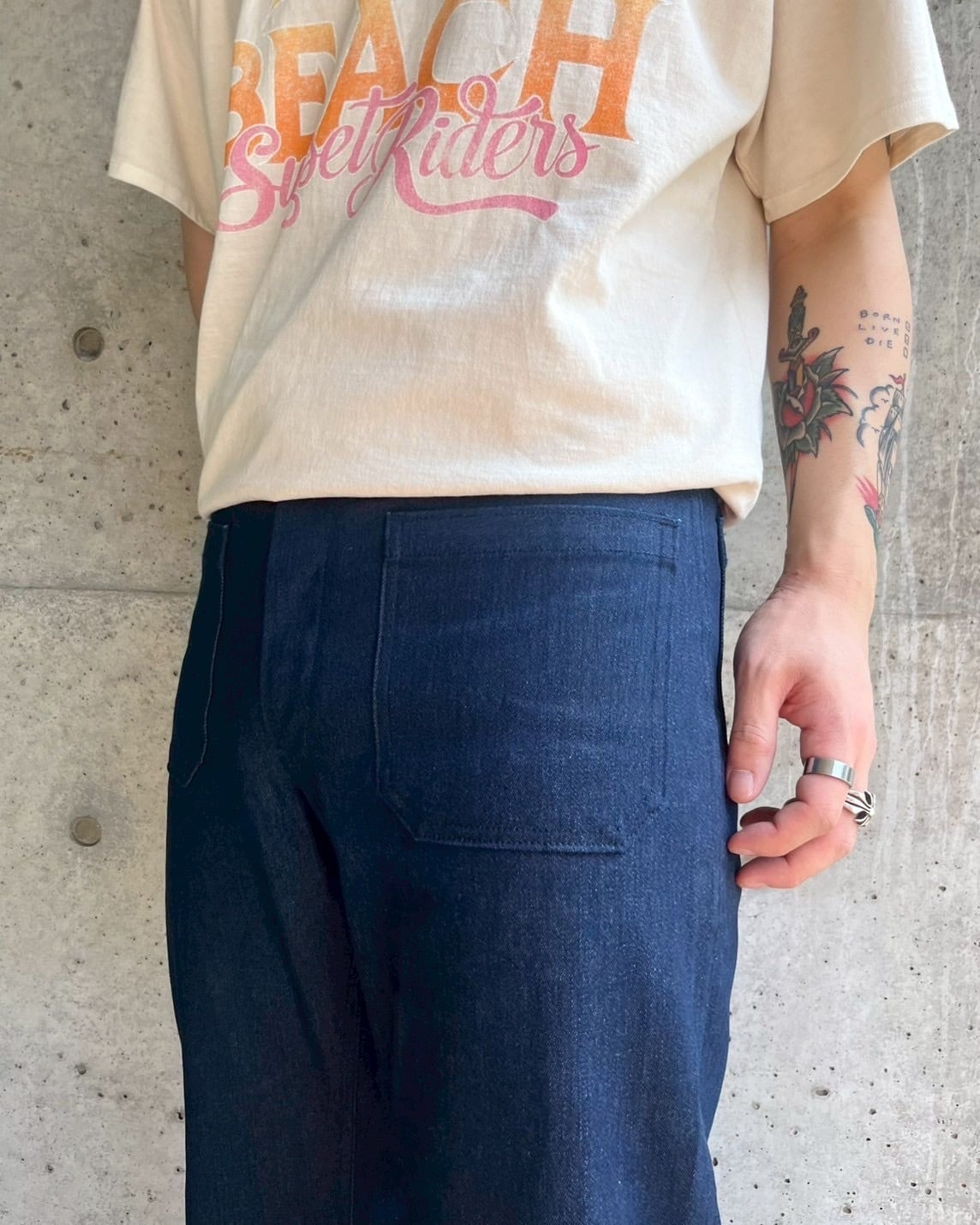 80s US NAVY Denim Sailor Pants | VOLAR