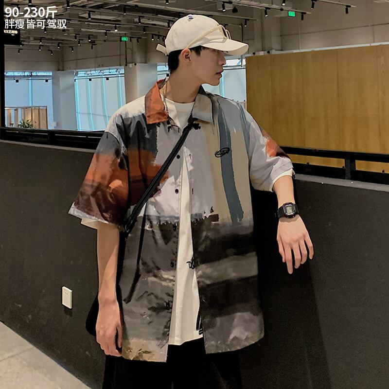 カラーシャツ サマールーズ 大きめサイズ 夏物 ヒップホッププラスサイズ33893513280