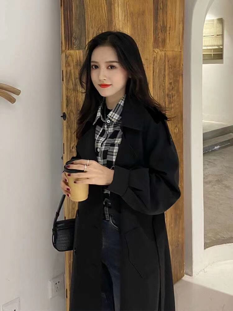 ウエストベルトロングコート