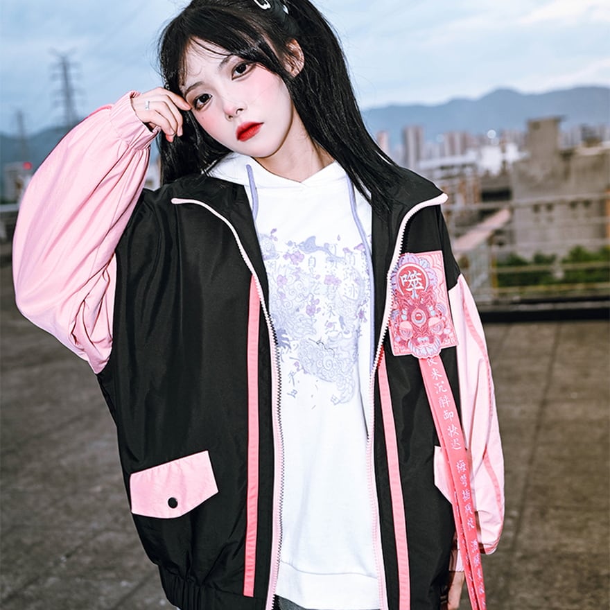入手困難】珍品 チャイナジャケット ファー 総柄 ピンク 古着女子 希少 