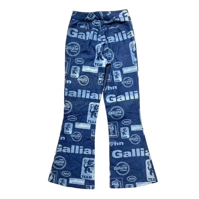 "Guilty" John Galliano multi pattern flare denim pants