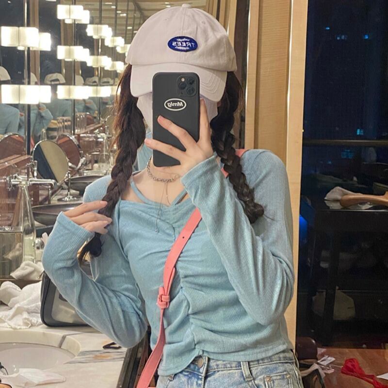 Tシャツ Vネック薄手オータムトップス 大人ガーリー スウィート キュート カジュアル 秋物 萌量不足45024280050