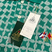 未使用品 タグ付き J’s ジェイズ ジャンボ尾崎 総柄 半袖 ニット ポロシャツ サイズ L /エメラルドグリーン