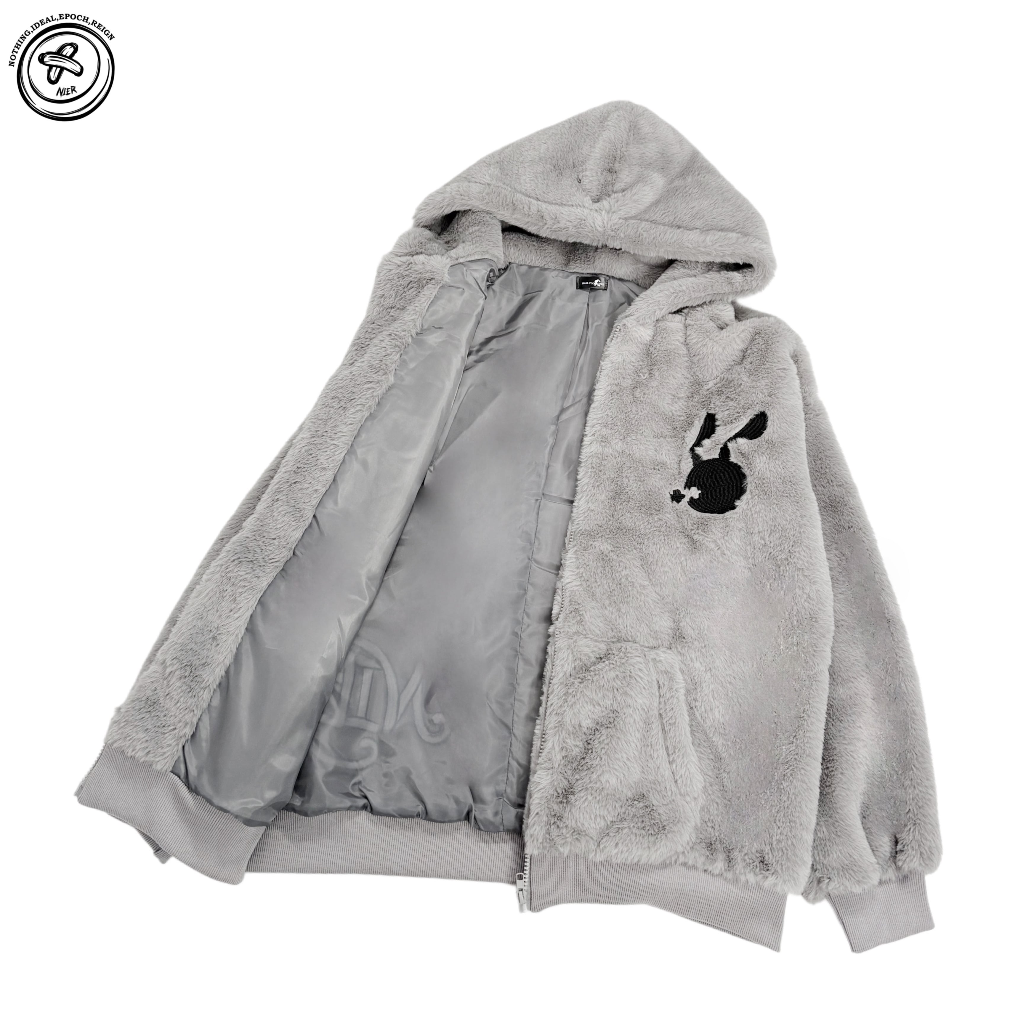 ふわふわグレーZIP OUTER【刺繍デザイン】 | NIER CLOTHING
