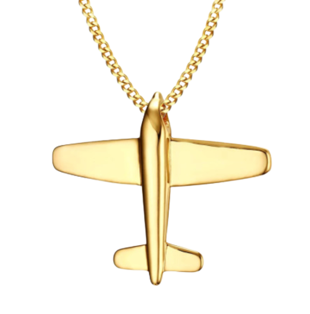 Gold color airplane necklace