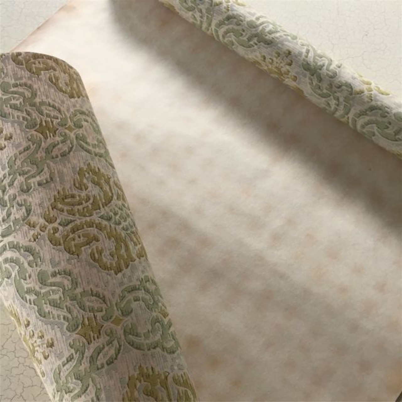 60s フランス 甘い寓話の壁紙 ボタニカル的緑葡萄の実る頃 ウォールペーパー アンティーク