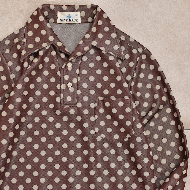 60～70s SPYKEY jacquard dots pattern polo shirt Jp vtg