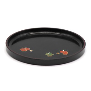 漆器お盆・丸盆・柄付・No.210329-37・梱包サイズ60