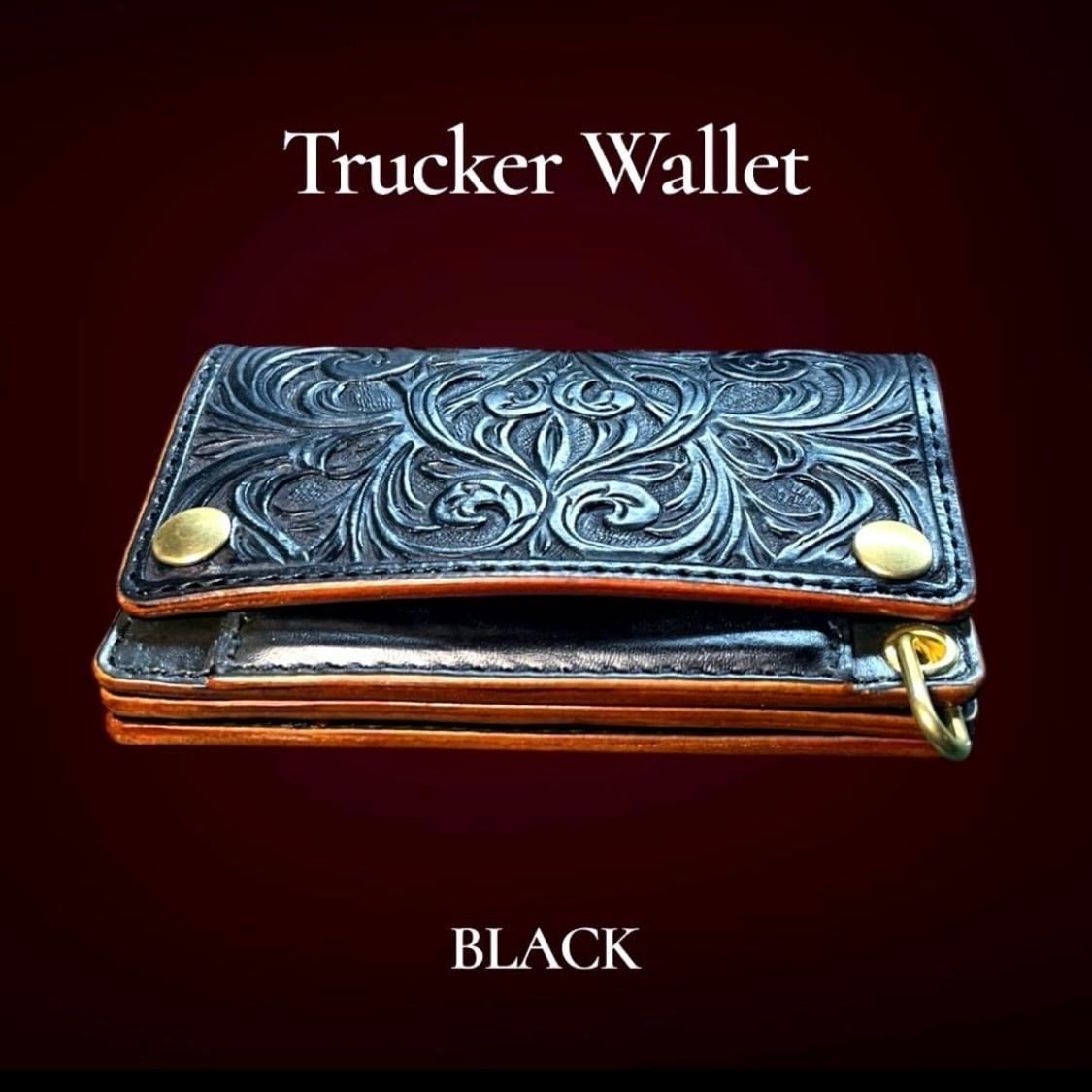カービング ミドル トラッカーウォレット 3層 アラベスク/BLACK