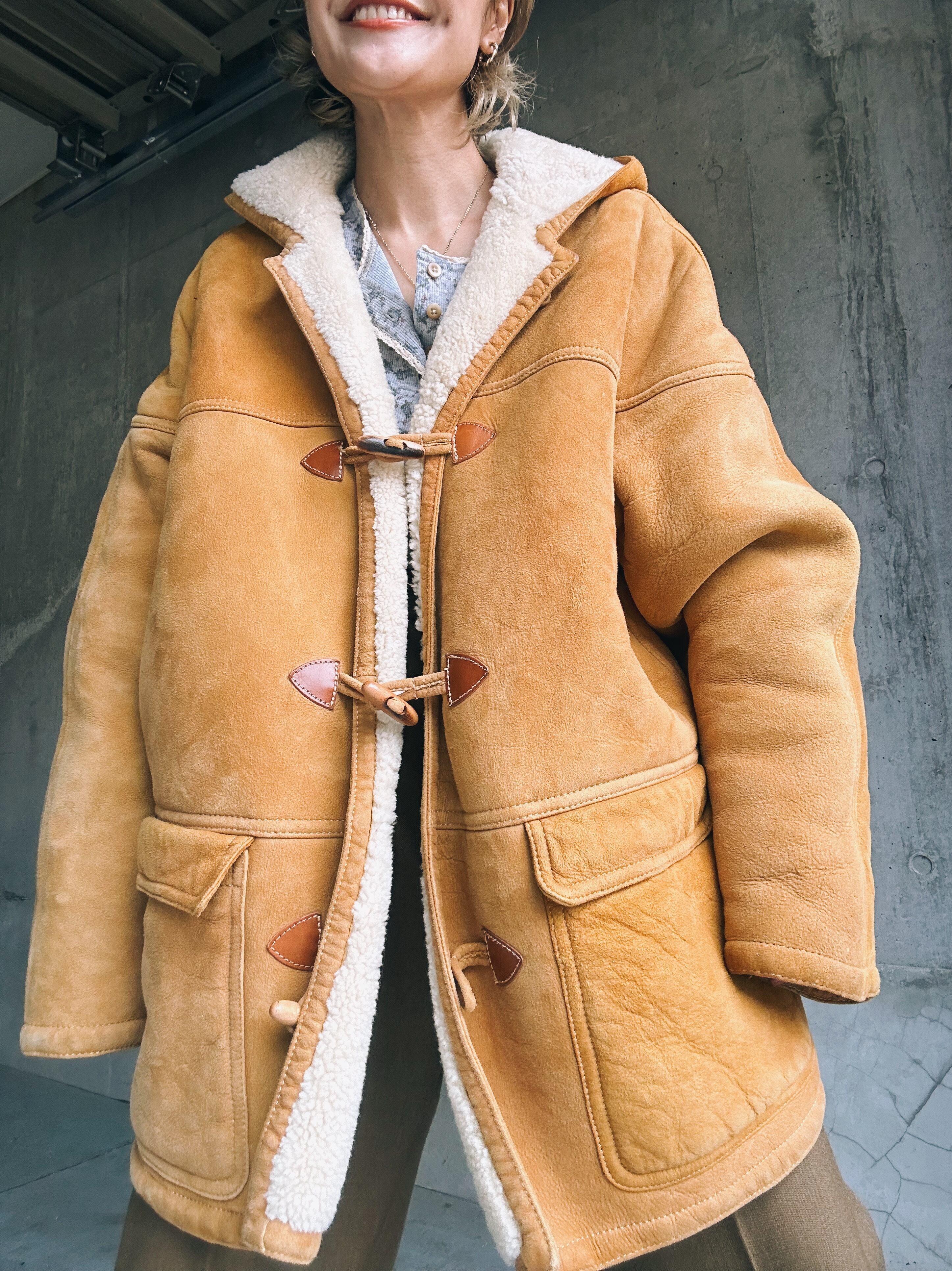 (OT1195)Boa mouton toggle hoodie coat made in Italy