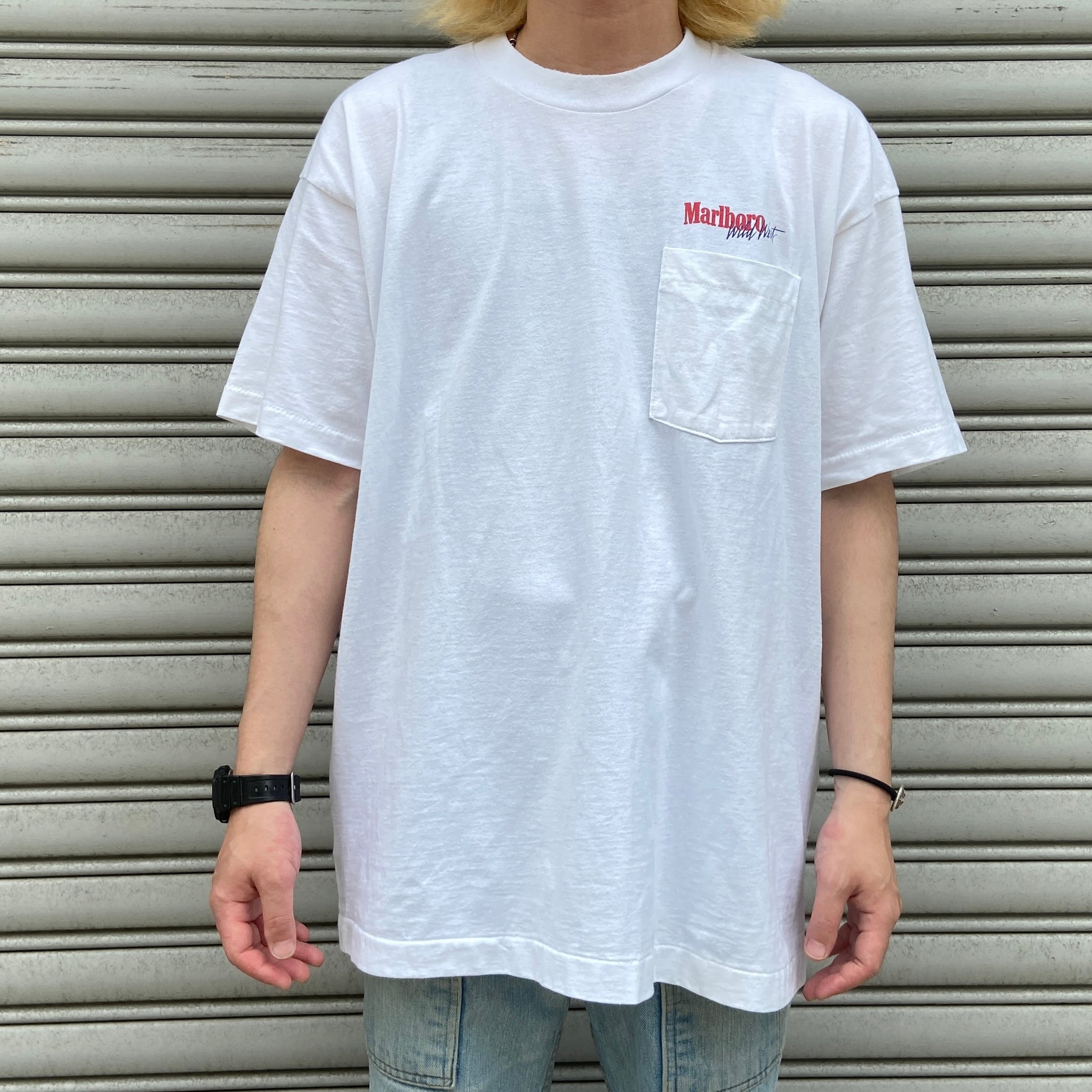 90s USA Marlboro マルボロTシャツ プリントT ポケT 白 XL | 古着屋