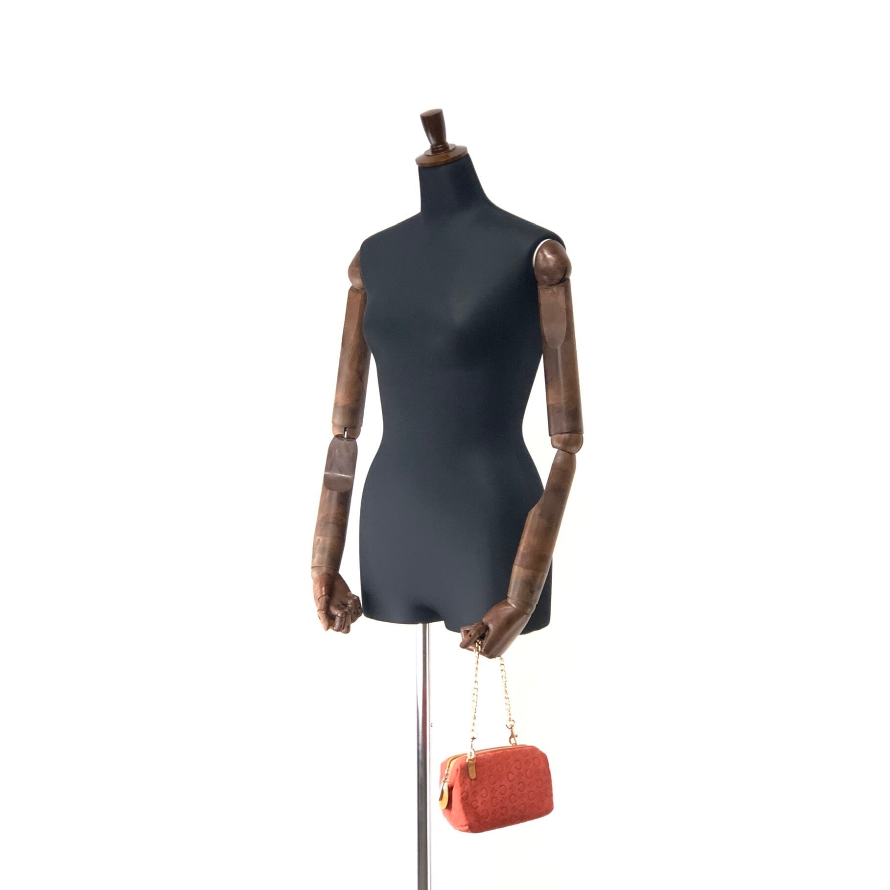CELINE セリーヌ Cマカダム ヌバック ミニバッグ ハンドバッグ CHERRY