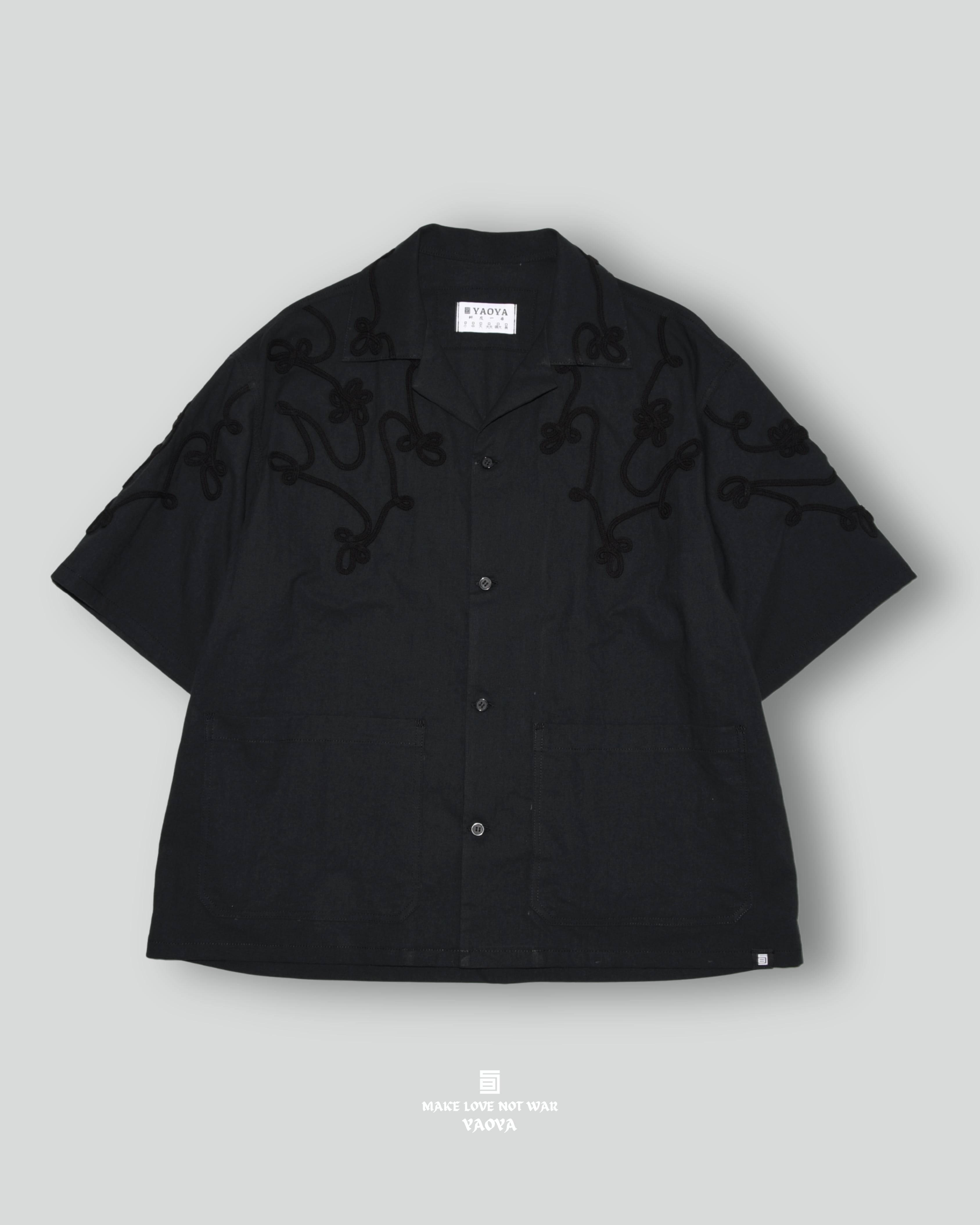 9 BLACK FLOWER SHORT-SLEEVE SHIRT