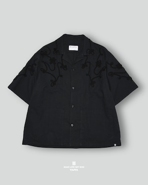 9 BLACK FLOWER SHORT-SLEEVE SHIRT