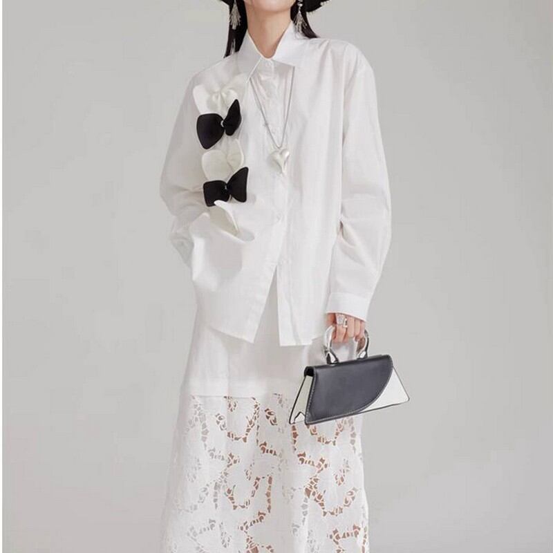 ゆったりスリムシャツフレンチトップス A0266