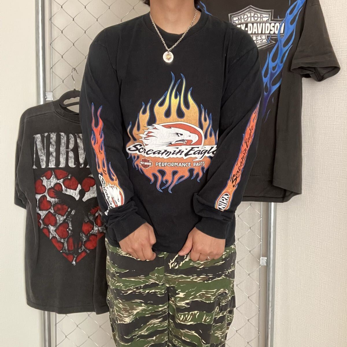 L】00s Harley-Davidson Screamin' Eagle ロングスリーブTシャツ