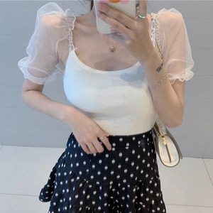 シースルーパフショルダーTシャツ☆3color
