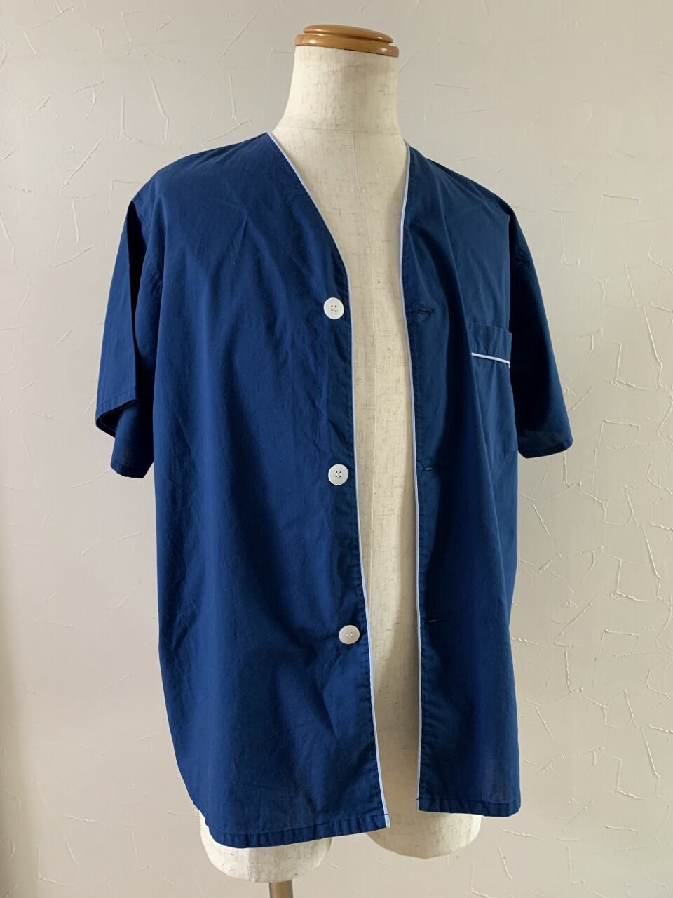 1980～90's Piping Design No Collar Shirt "Christian Dior"