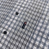 90s CHAPS RALPH LAUREN チャップス ラルフローレン チェック柄 シアサッカー BD 半袖シャツ L /メンズ/グレー系/ビンテージ/日登美