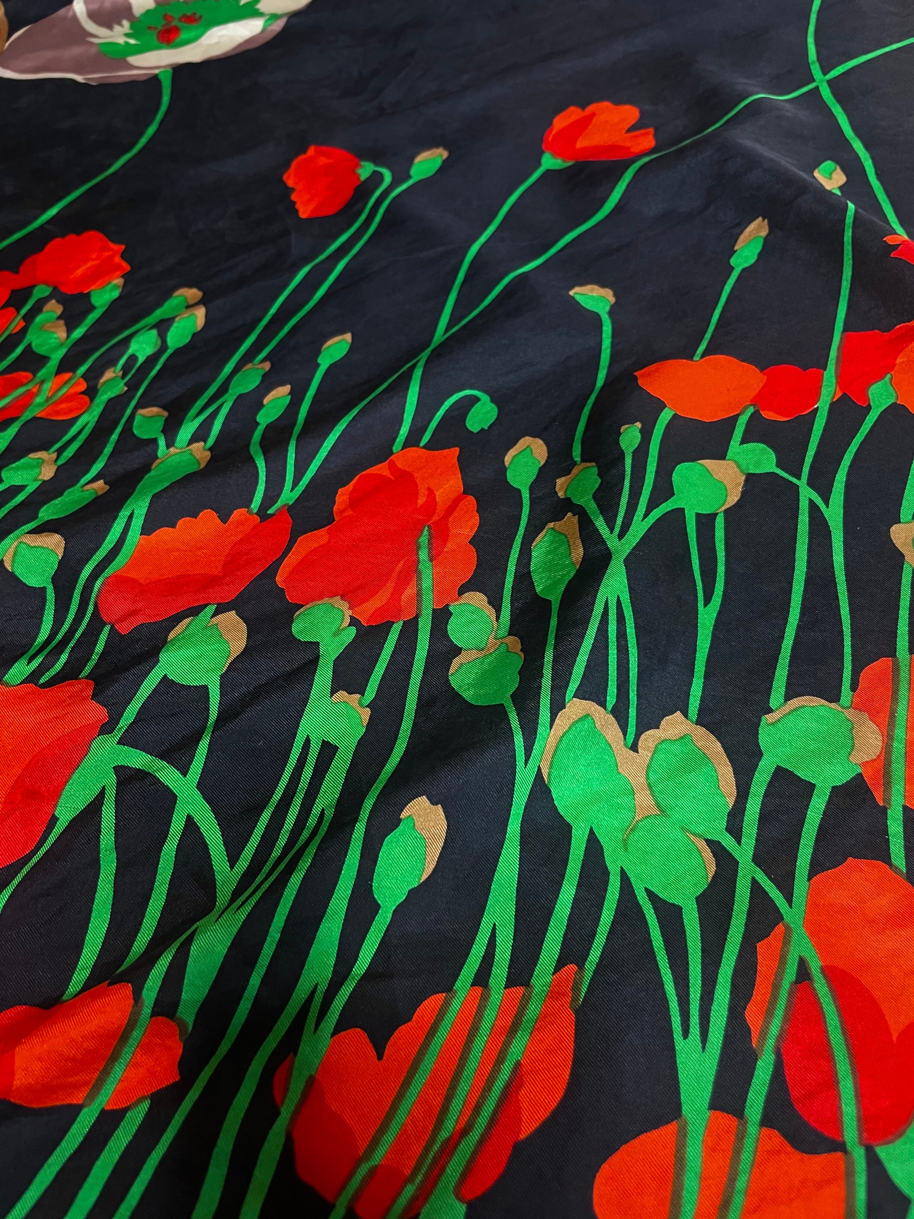 USED Poppy-patterned scarf